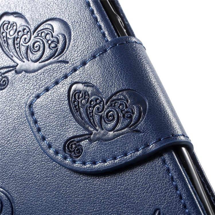 Imprint Flower Leather Magnetic Case for Leagoo M5 - Blue-8