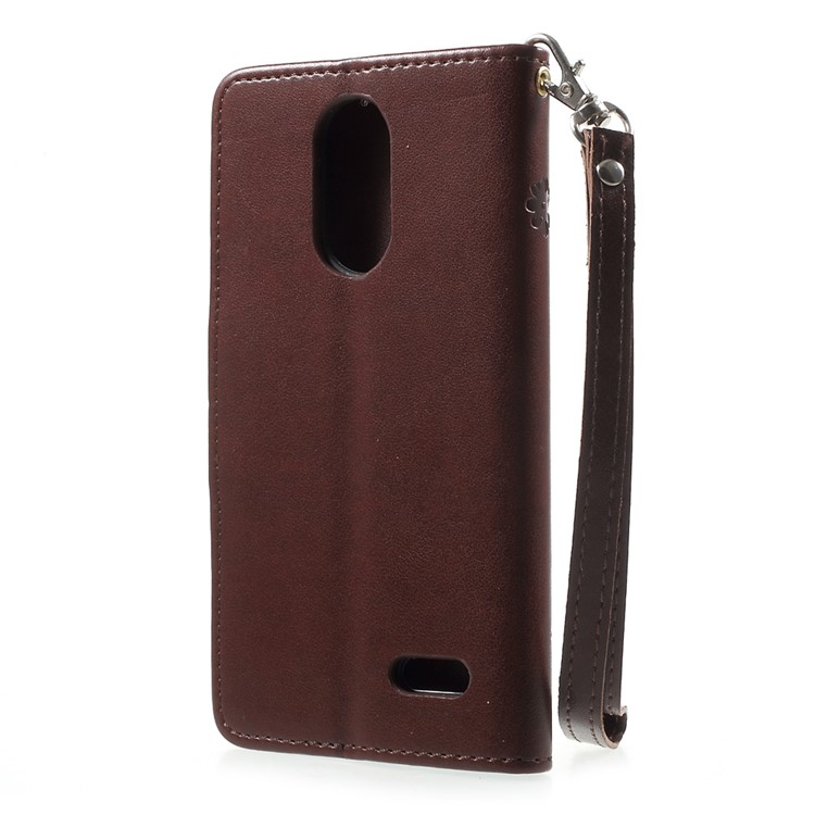 Imprint Flower Leather Wallet Flip Case for Leagoo M5 - Brown-2