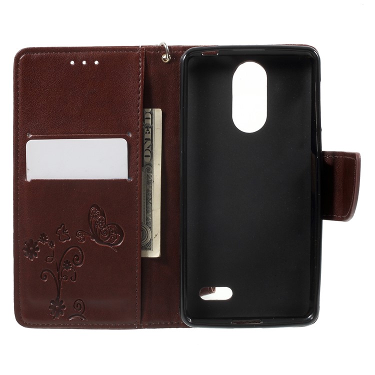 Imprint Flower Leather Wallet Flip Case for Leagoo M5 - Brown-4