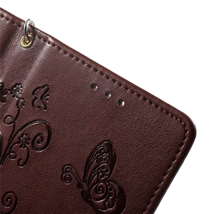 Imprint Flower Leather Wallet Flip Case for Leagoo M5 - Brown-6