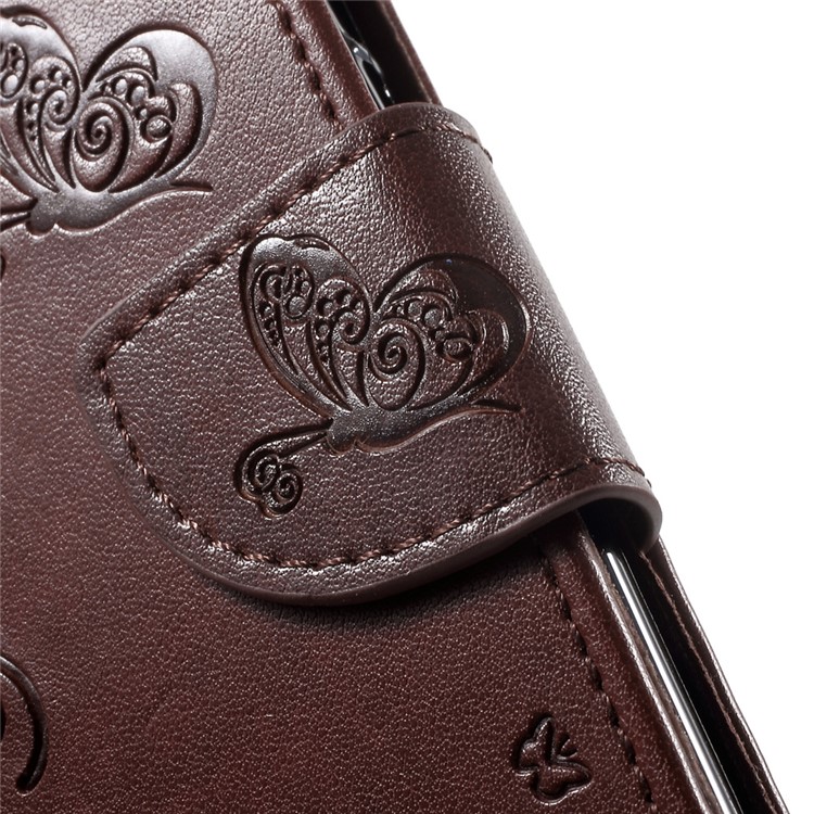 Imprint Flower Leather Wallet Flip Case for Leagoo M5 - Brown-7