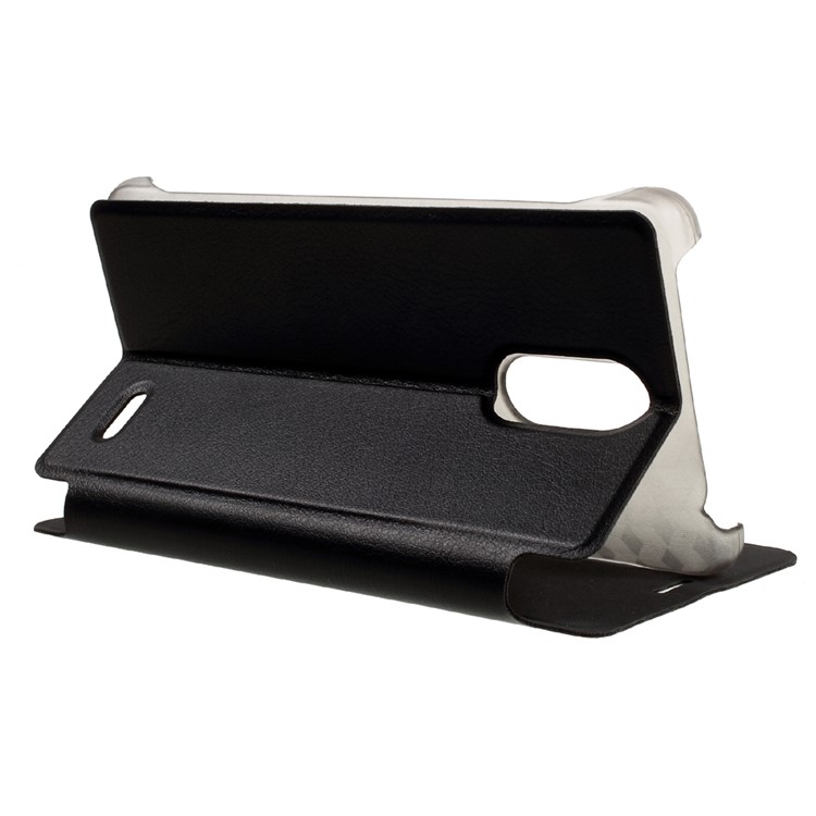 Litchi Skin Leather Stand Case for Leagoo M5 - Black-5