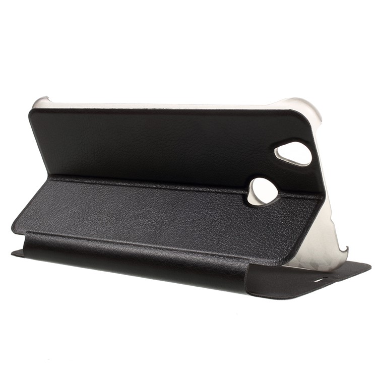 For Oukitel U7 Plus Litchi Texture Leather Stand Phone Case - Black-5