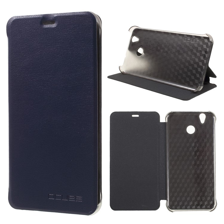 For Oukitel U7 Plus Litchi Texture PU Leather Phone Shell - Dark Blue-1