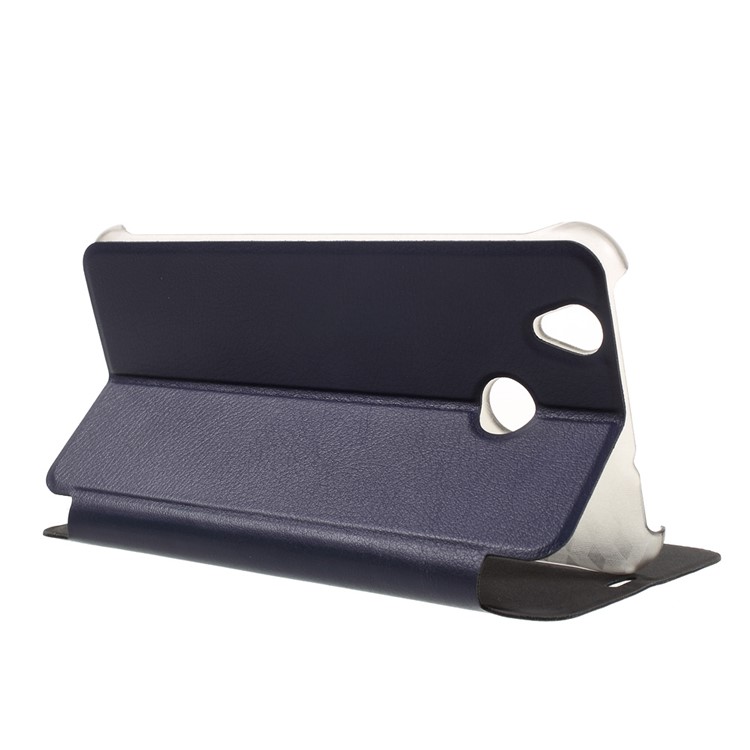 For Oukitel U7 Plus Litchi Texture PU Leather Phone Shell - Dark Blue-5