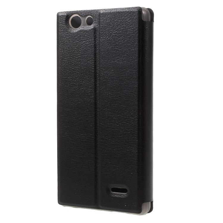 Litchi Texture Leather Flip Stand Case for Oukitel C4 - Black-2