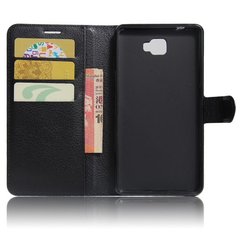 Litchi Texture Wallet Stand Leather Case for Archos 55 Cobalt Plus - Black-6
