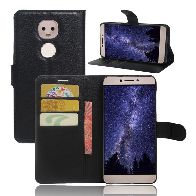 Litchi Skin Leather Wallet Case for LeEco Le 2 Pro - Black-1