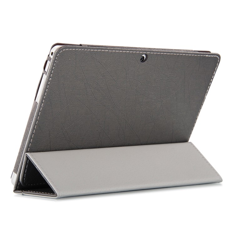 Lines Texture Tri-fold Stand Leather Flip Case for Cube U63 - Black-3