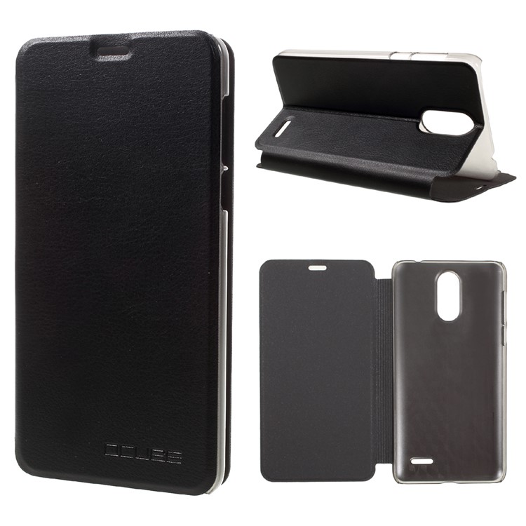 OCUBE Leather Flip Stand Phone Case for Leagoo M5 Plus - Black-1