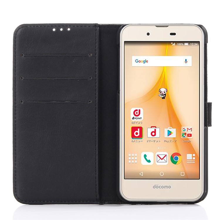 Retro Style Leather Wallet Stand Case for Sharp Aquos Ever SH-02J - Black-3
