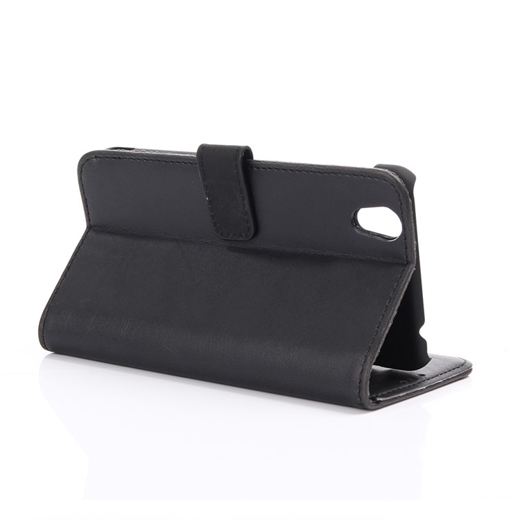 Retro Style Leather Wallet Stand Case for Sharp Aquos Ever SH-02J - Black-4