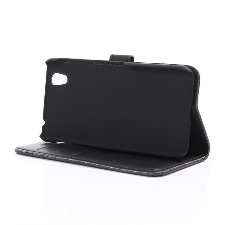 Retro Style Leather Wallet Stand Case for Sharp Aquos Ever SH-02J - Black-5