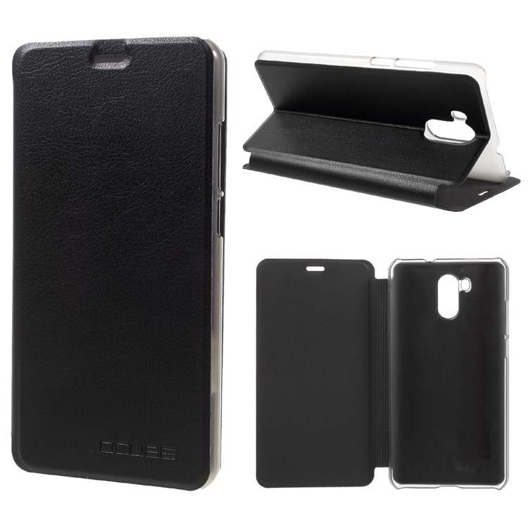 Flip Stand Leather Cell Phone Case for Oukitel U15 Pro - Black-1