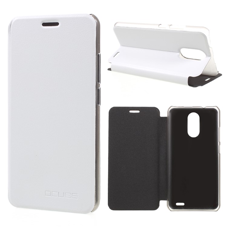 Folio Leather Stand Mobile Phone Cover for Ulefone Tiger - White-1
