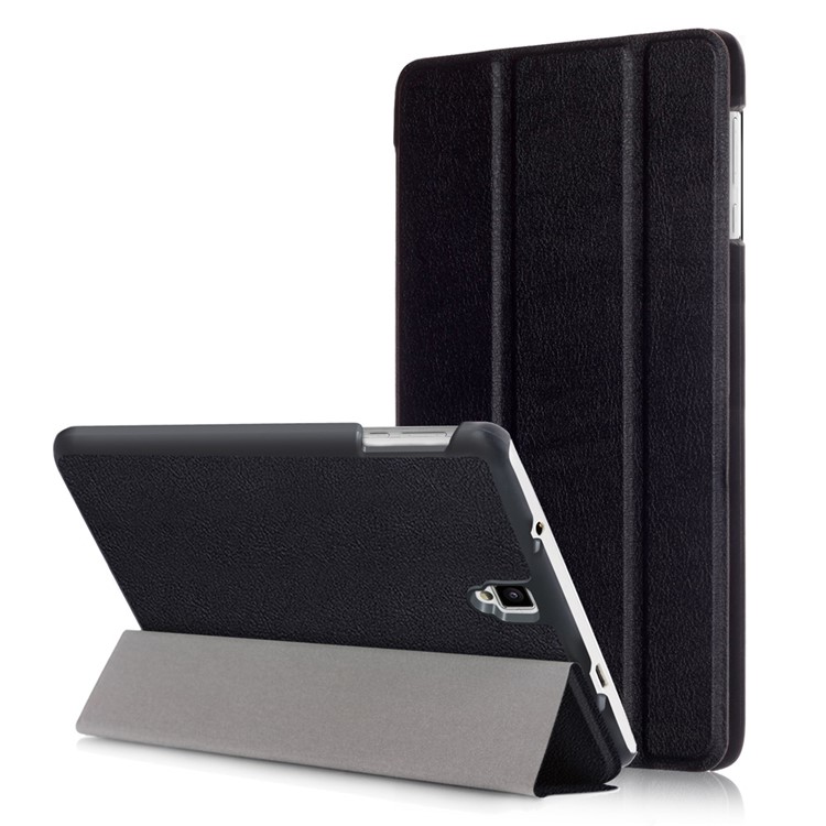 Tri-fold Flip Stand Leather Tablet Case for Dragon Touch S7 - Black-1