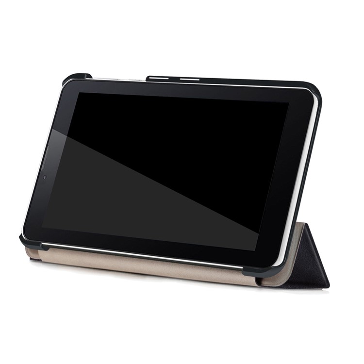 Tri-fold Flip Stand Leather Tablet Case for Dragon Touch S7 - Black-6