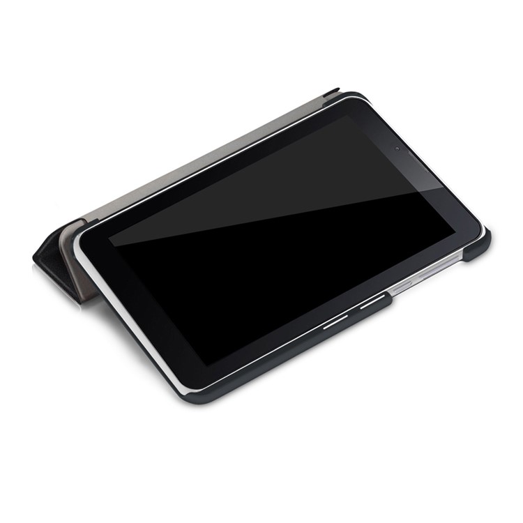 Tri-fold Flip Stand Leather Tablet Case for Dragon Touch S7 - Black-7