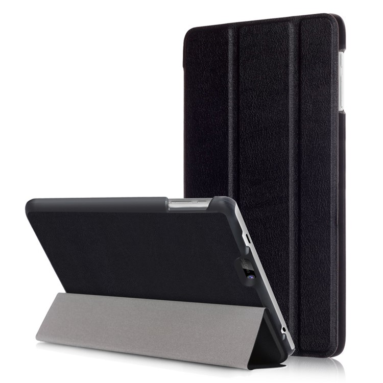 Tri-fold Flip Tablet Case (PU Leather + Plastic) for Dragon Touch S8 8-inch - Black-1