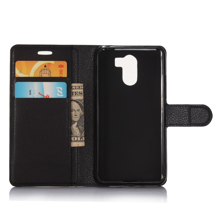 For Wileyfox Swift 2 Litchi Grain Wallet Stand Leather Case Cover - Black-3