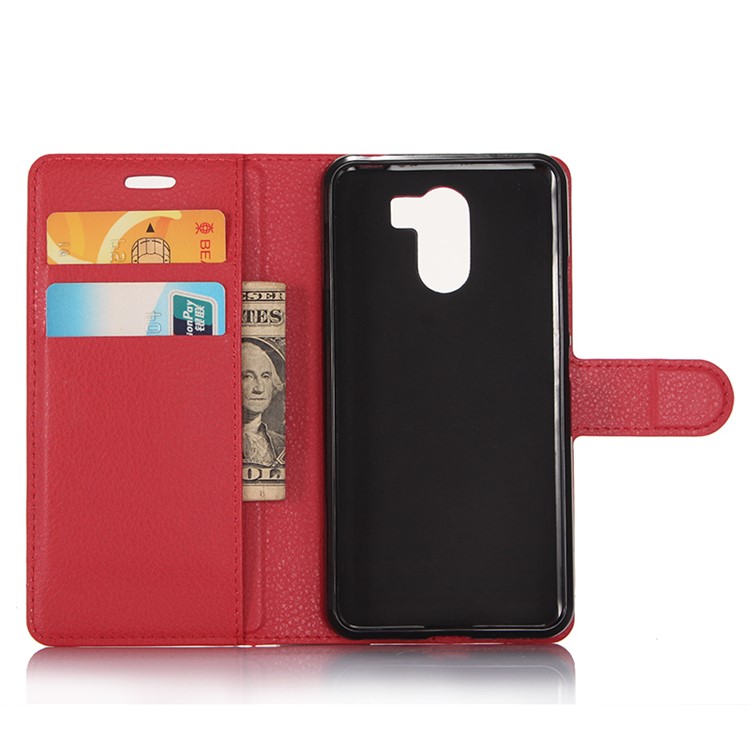 For Wileyfox Swift 2 Wallet Stand Leather Phone Cover Litchi Grain - Red-4