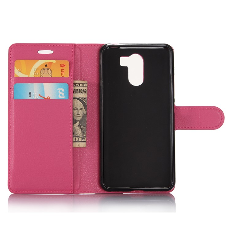 For Wileyfox Swift 2 Litchi Grain Stand PU Leather Wallet Case - Rose-4