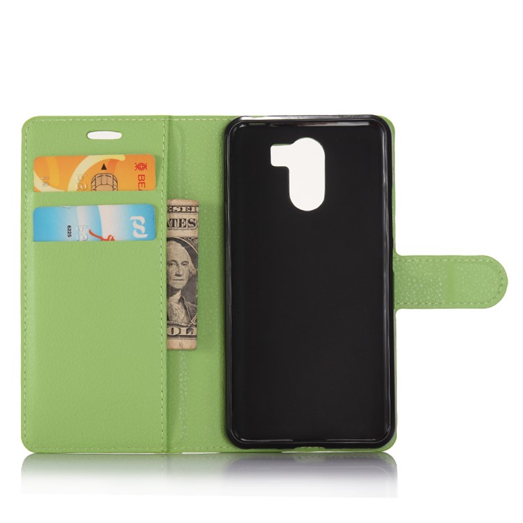 For Wileyfox Swift 2 Litchi Grain Wallet Leather Mobile Shell Stand - Green-4