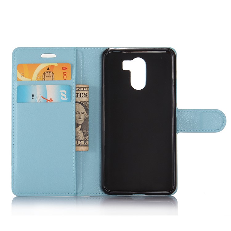 For Wileyfox Swift 2 Wallet Stand Leather Shell Case Litchi Grain - Blue-4