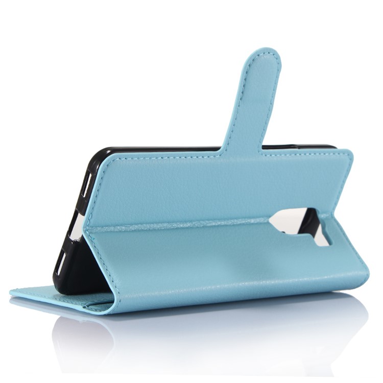 For Wileyfox Swift 2 Wallet Stand Leather Shell Case Litchi Grain - Blue-5