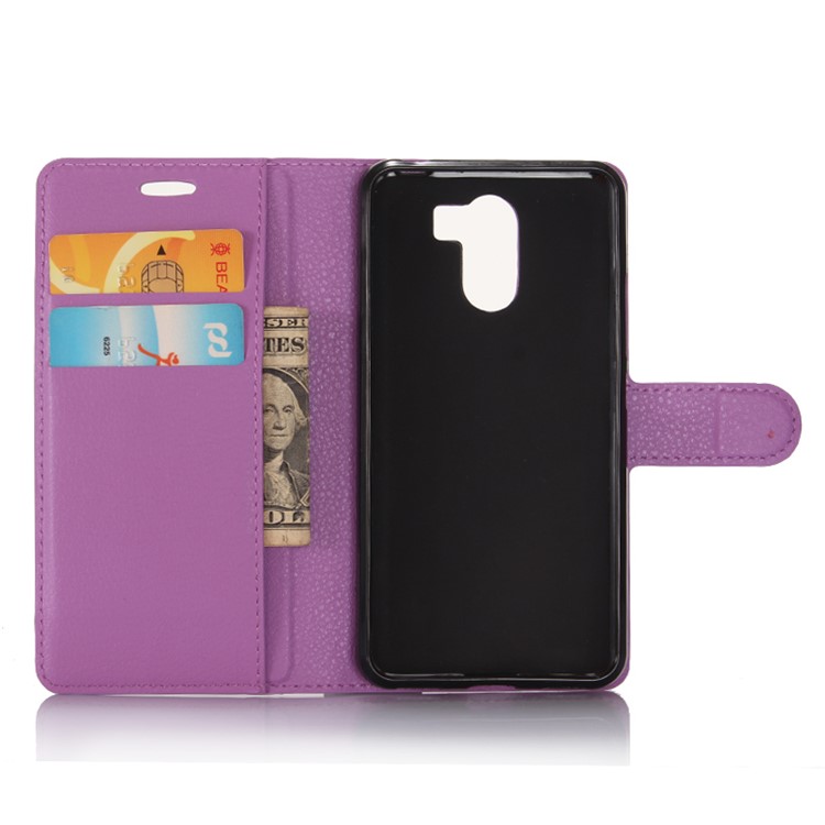 For Wileyfox Swift 2 Litchi Grain Wallet Leather Protective Case - Purple-4