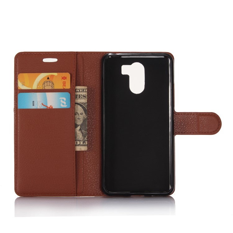 For Wileyfox Swift 2 Litchi Grain Wallet Leather Case Accessory - Brown-3