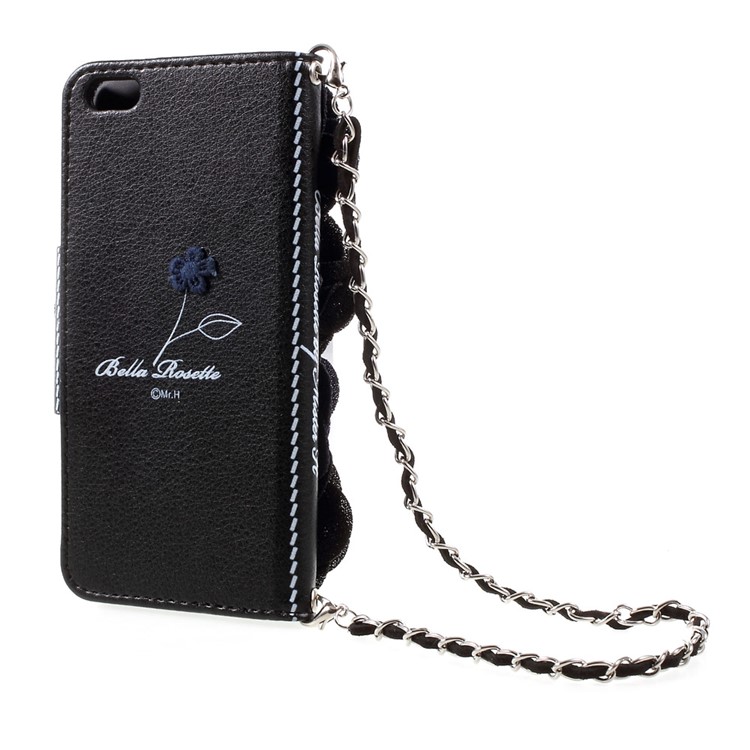 3D Roses Decor Leather Wallet Handbag Case with Lanyard for Vivo X7 - Black-3