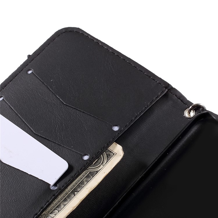 3D Roses Decor Leather Wallet Handbag Case with Lanyard for Vivo X7 - Black-6
