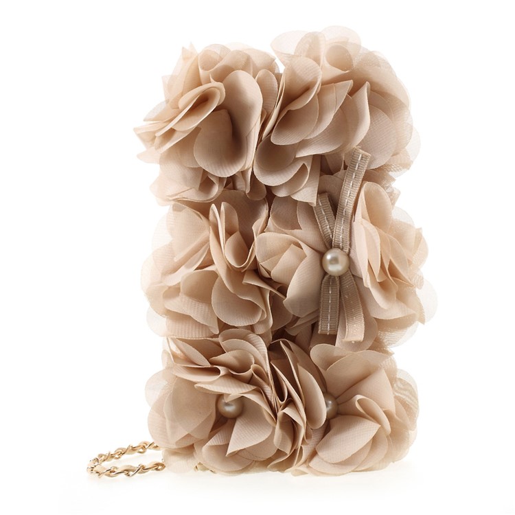 3D Roses Decor Wallet Leather Handbag Phone Case with Lanyard for Vivo X7 - Beige-2