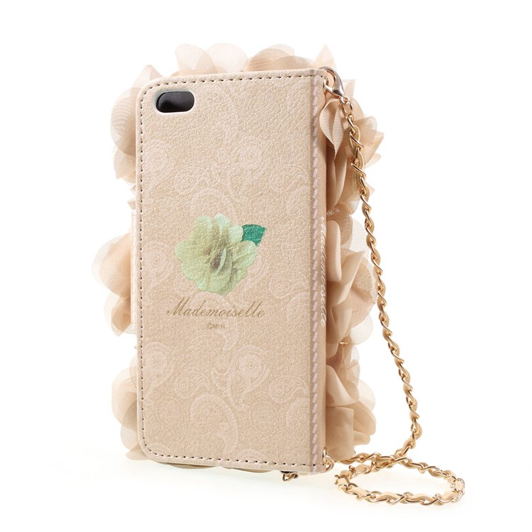 3D Roses Decor Wallet Leather Handbag Phone Case with Lanyard for Vivo X7 - Beige-3
