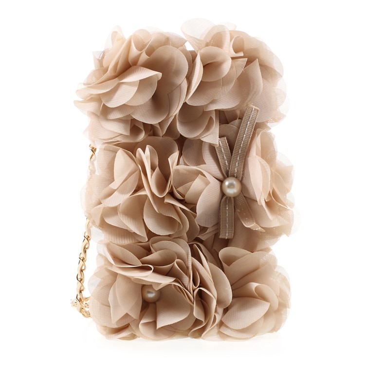 3D Roses Decor Wallet Leather Handbag Phone Case with Lanyard for Vivo X7 - Beige-4