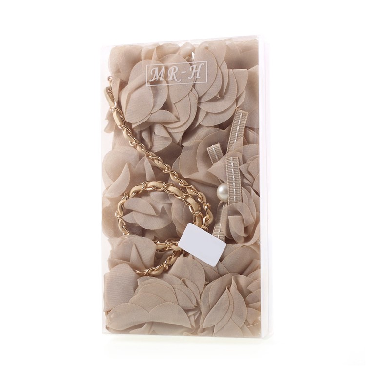 3D Roses Decor Wallet Leather Handbag Phone Case with Lanyard for Vivo X7 - Beige-7
