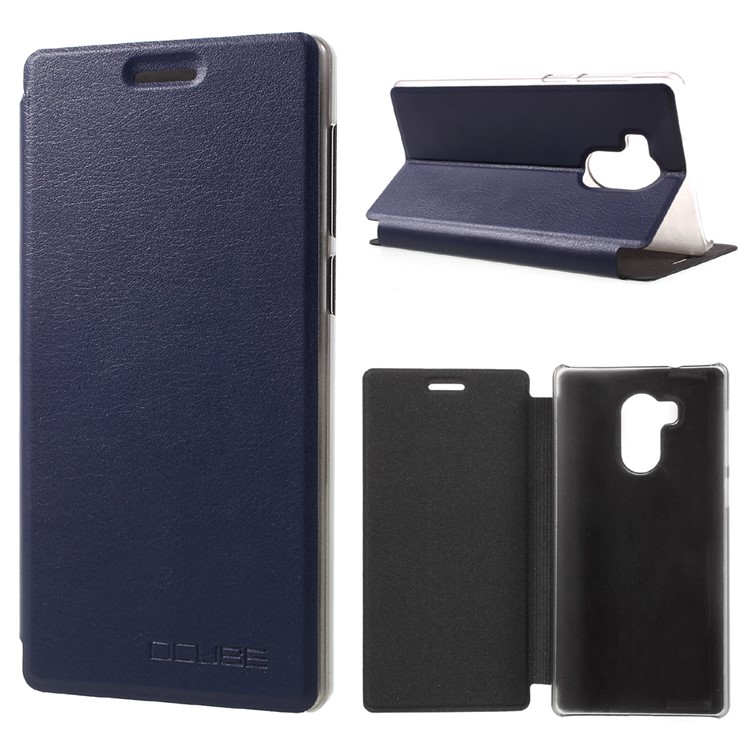 Leather Stand Cell Phone Case Cover for Vernee Apollo - Dark Blue-1