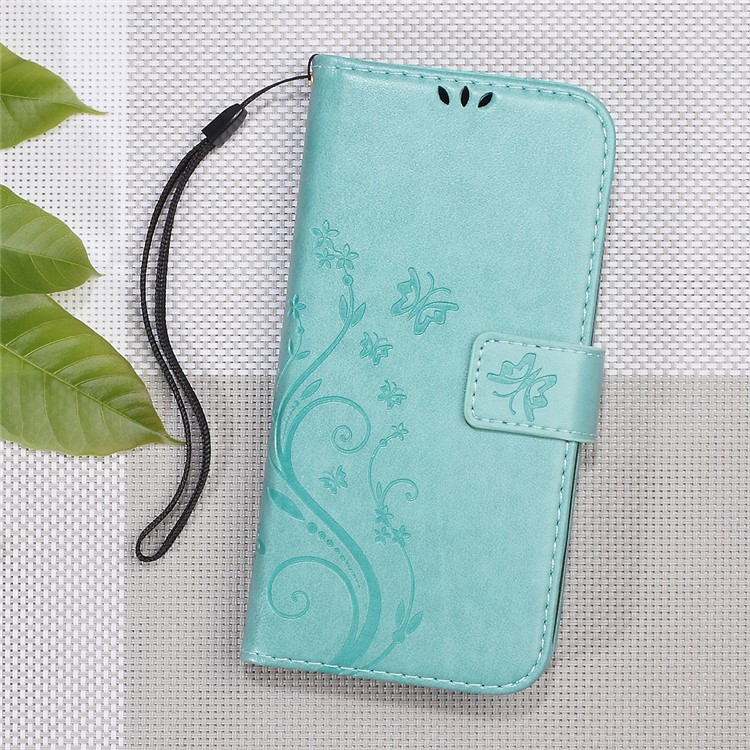 Imprint Butterfly Flower Magnetic Leather Stand Case for LeEco Le Max 2 - Cyan-1