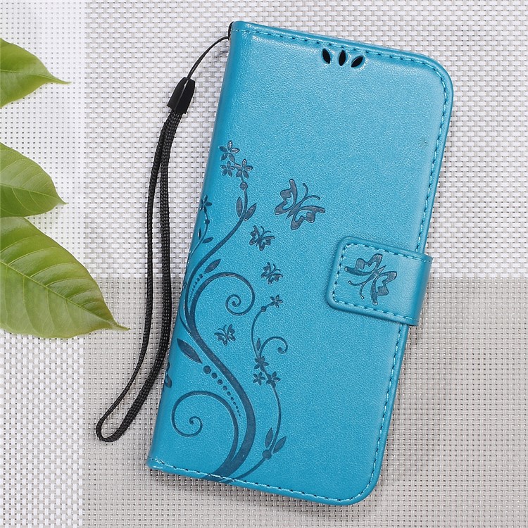 Imprint Butterfly Flower Wallet Leather Cover Case for LeEco Le Max 2 - Blue-1