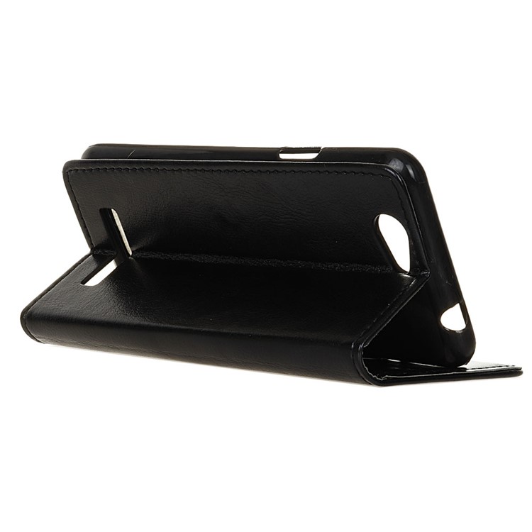 Crazy Horse Texture Wallet Leather Case with Stand for Wileyfox Spark / Spark Plus - Black-4