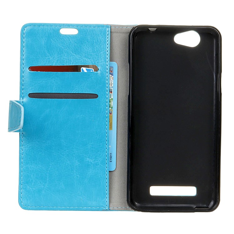 Crazy Horse Texture Wallet Leather Cellphone Case with Stand for Wileyfox Spark / Spark Plus - Blue-3