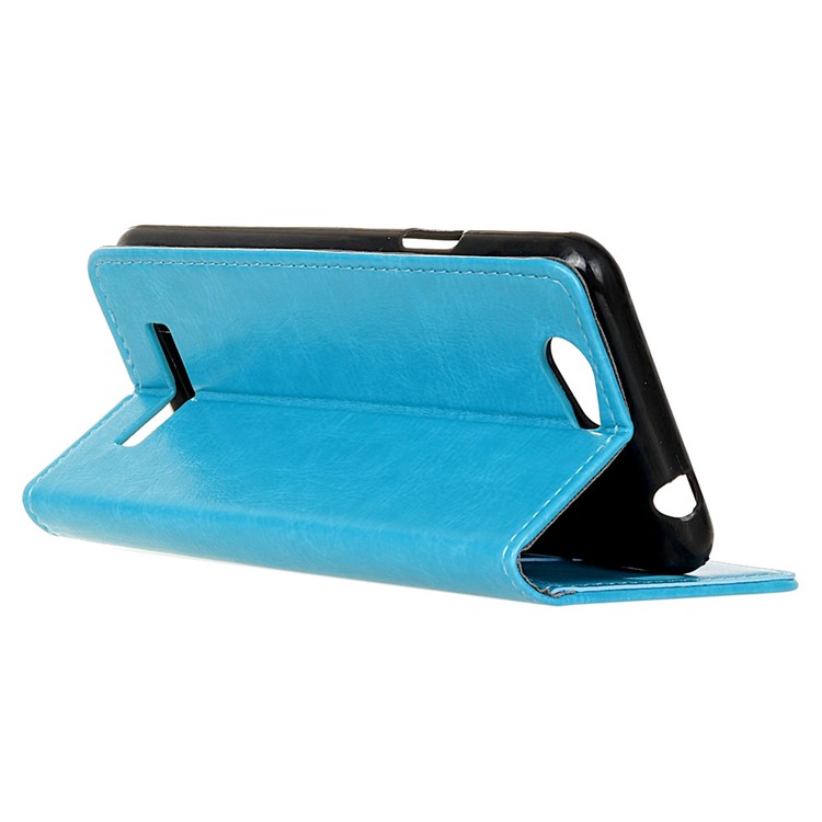 Crazy Horse Texture Wallet Leather Cellphone Case with Stand for Wileyfox Spark / Spark Plus - Blue-4
