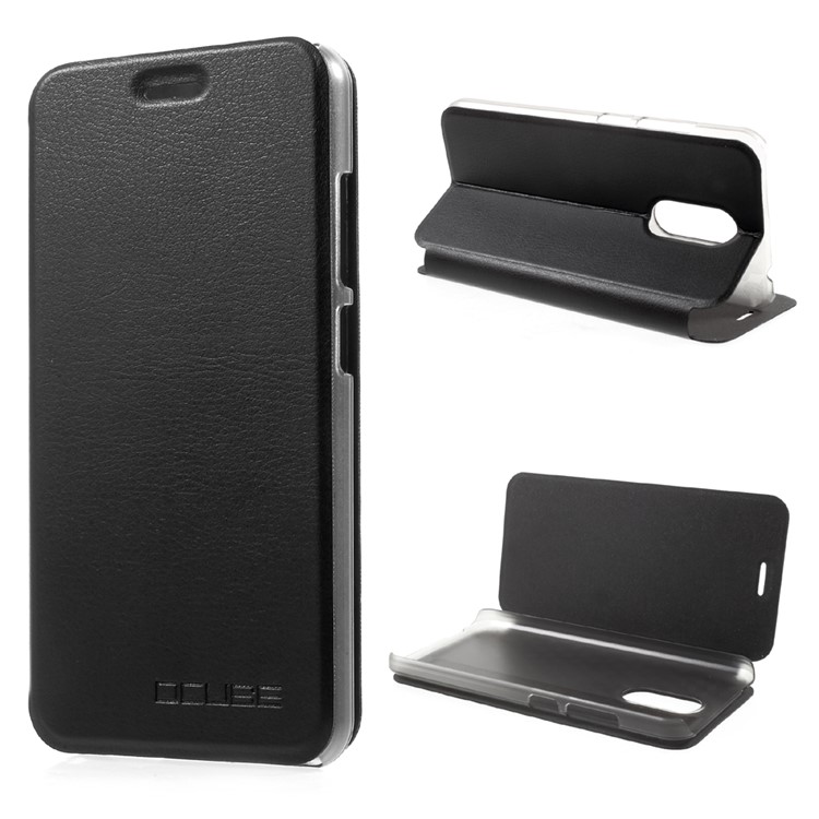 PU Leather Stand Phone Casing for Homtom HT37 - Black-1