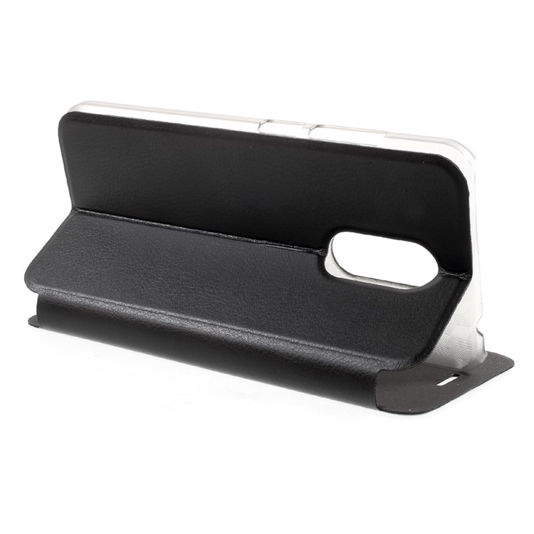 PU Leather Stand Phone Casing for Homtom HT37 - Black-4