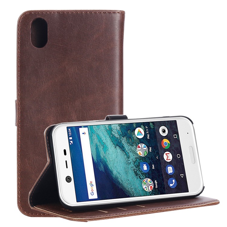Retro Crazy Horse Wallet Leather Flip Case Cover for Sharp One X1 - Coffee-1