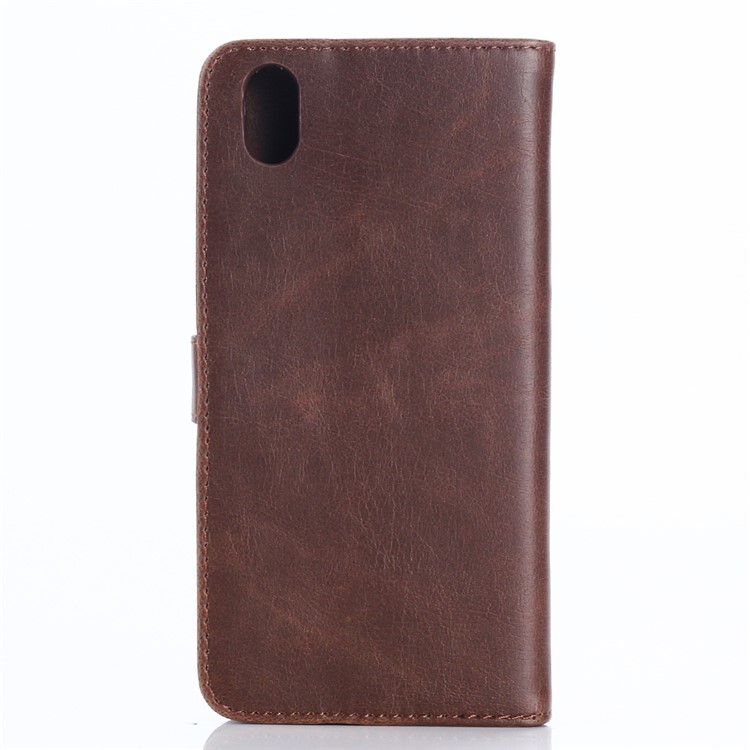 Retro Crazy Horse Wallet Leather Flip Case Cover for Sharp One X1 - Coffee-3