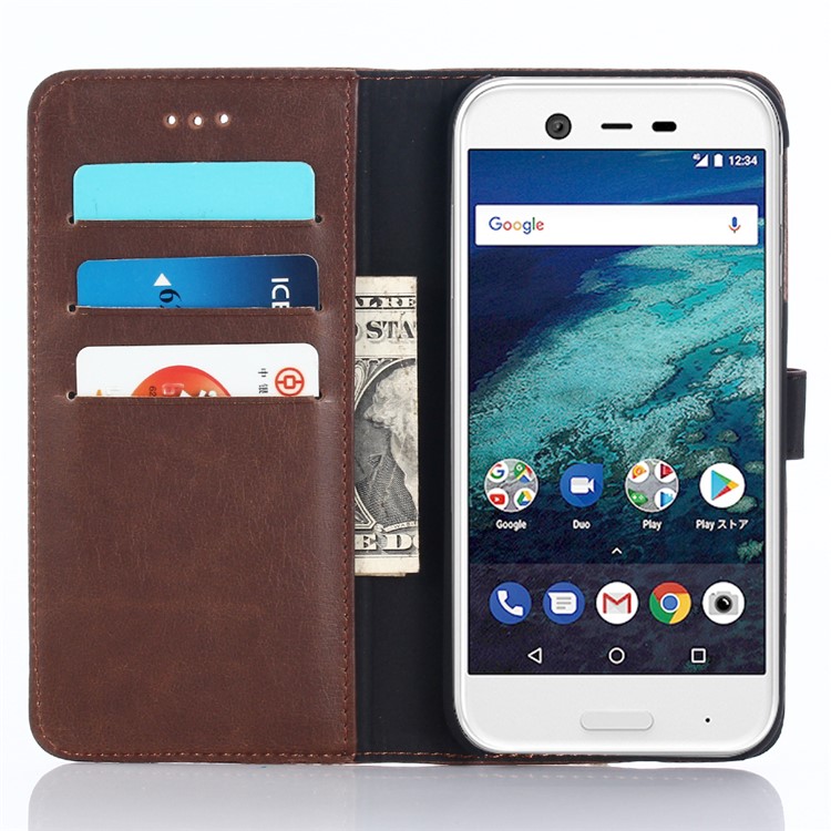 Retro Crazy Horse Wallet Leather Flip Case Cover for Sharp One X1 - Coffee-4