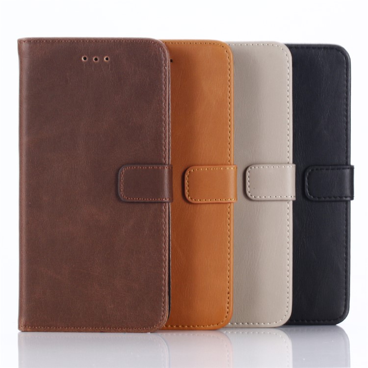 Retro Crazy Horse Wallet Leather Flip Case Cover for Sharp One X1 - Coffee-8