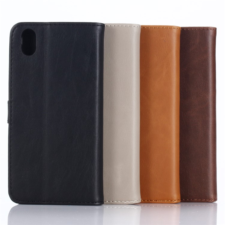 Retro Crazy Horse Wallet Leather Flip Case Cover for Sharp One X1 - Coffee-9